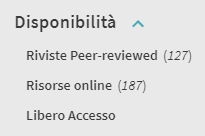 Filtro disponibilità articoli Filtro disponibilità articoli
